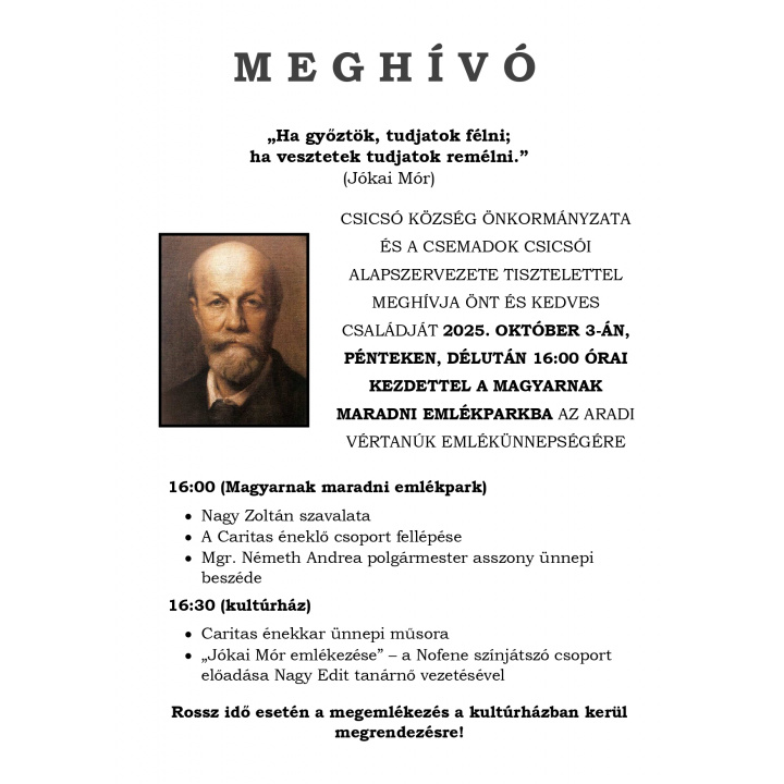 Menšia fotka pre článok Megemlékezés - Aradi vértanúk