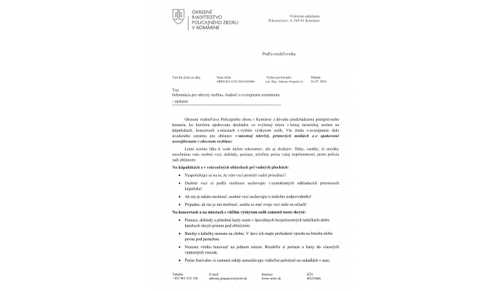 Fotka pre článok Oznámenie PZ - 002