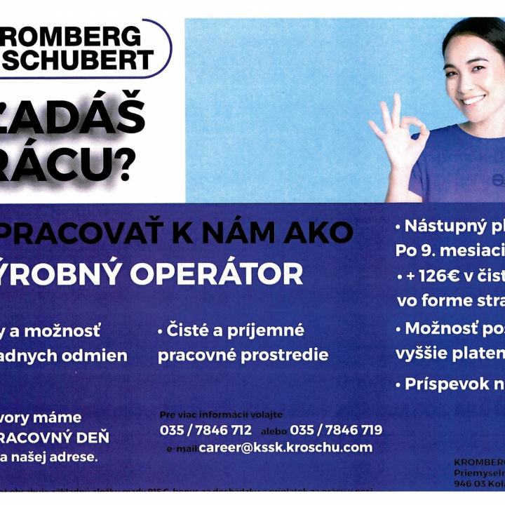 Pracovná ponuka od KROMBERG&SCHUBERT