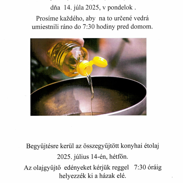 Zber použitých kuchynských olejov